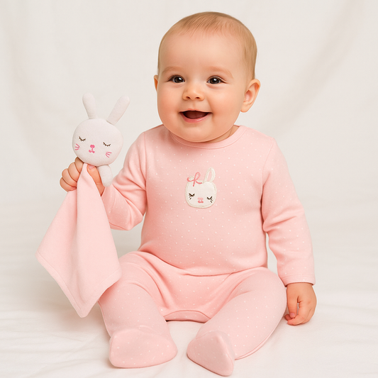 Baby Bunny Crochet Applique All In One & Comforter - Baby Grow